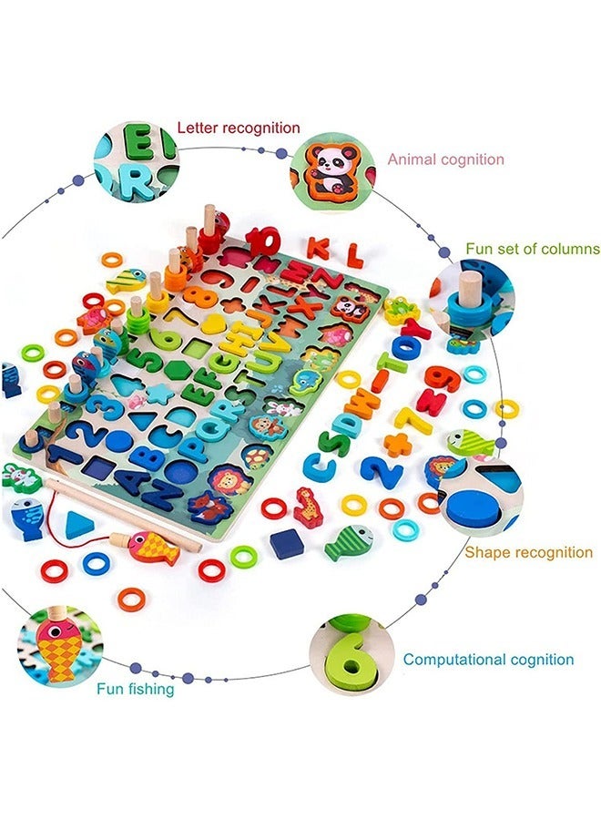 أحجية أرقام مغناطيسية خشبية، ألعاب صيد السمك للأطفال الصغار، ألعاب تعليمية تعليمية لمرحلة ما قبل المدرسة، لعبة عد الأشكال، مكعبات تراص ملونة، هدية منشار أرقام خشبية - Image 3